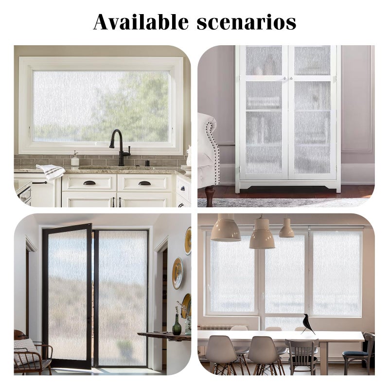 WPCTEV Window Film Non Adhesive Frosted Film Privacy Window Sticker Self Static Cling Vinly Glass Film Anti UV Decorative for Home Office Rain 35.4 Inch x 6.5 Feet - Image 2